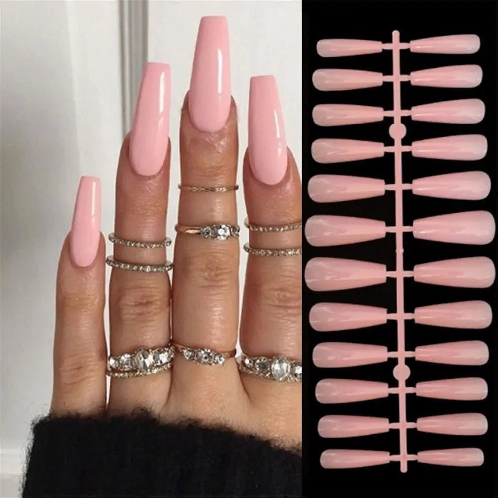Ballerina Fake Nails French Detachable With design False Nails Full Cover Press on Nails