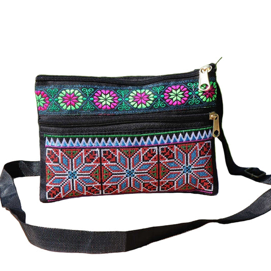 Shoulder Crossbody Bag - Double-layer Zipper Embroidered Women's Bag