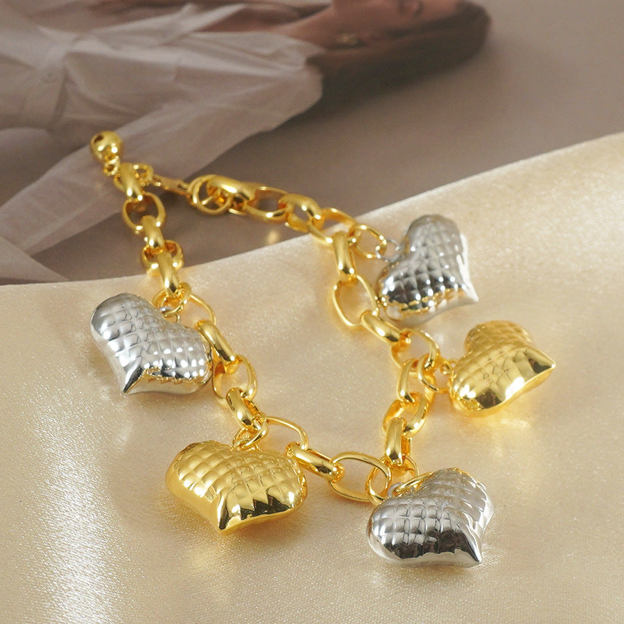 Two-Color Copper Plating Peach Heart Bracelet - Light Luxury Graceful Jewelry USA