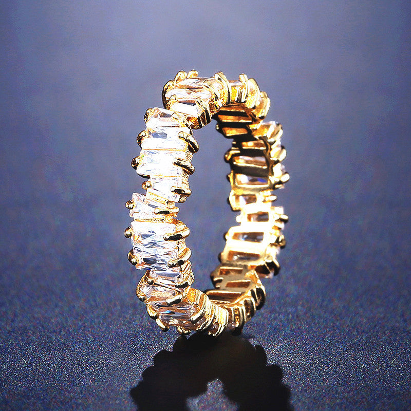 Colorful Crystals Ring Micro Inlay AAA Zircon