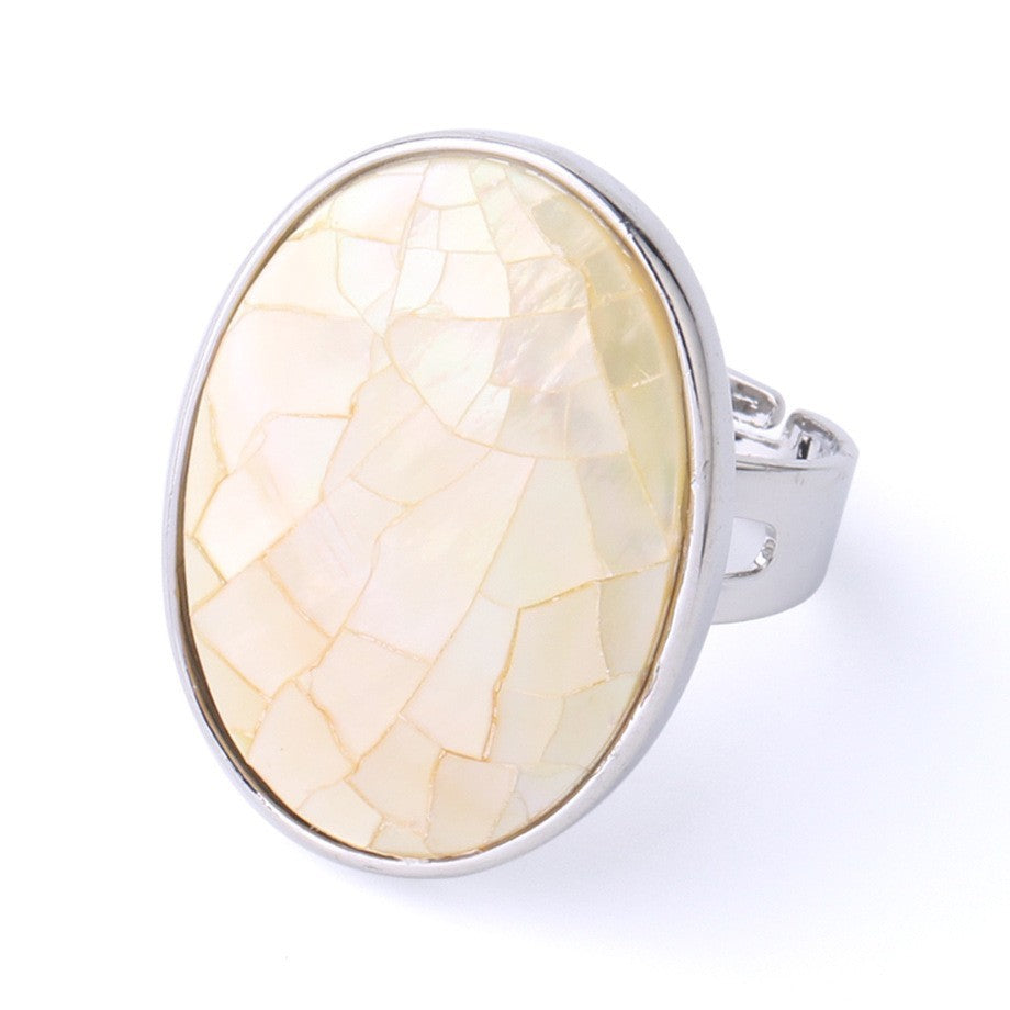 Natural Abalone Shell Ring - Adjustable Ocean Ornament Women's Style