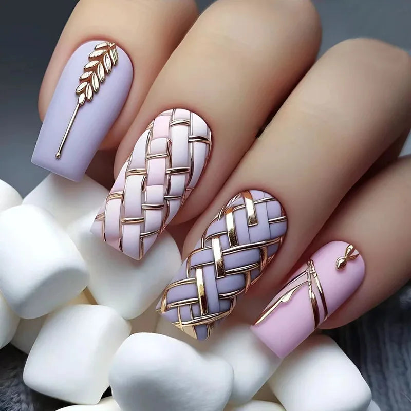 Ballerina Fake Nails French Detachable With design False Nails Full Cover Press on Nails