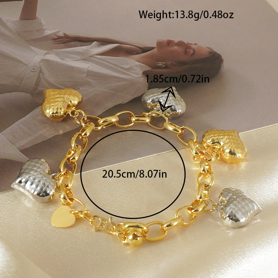 Two-Color Copper Plating Peach Heart Bracelet - Light Luxury Graceful Jewelry USA