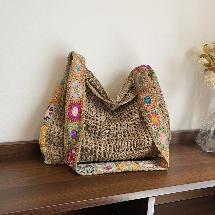 Knitted Bag Large Capacity - Women's Woven Tote Handbag
