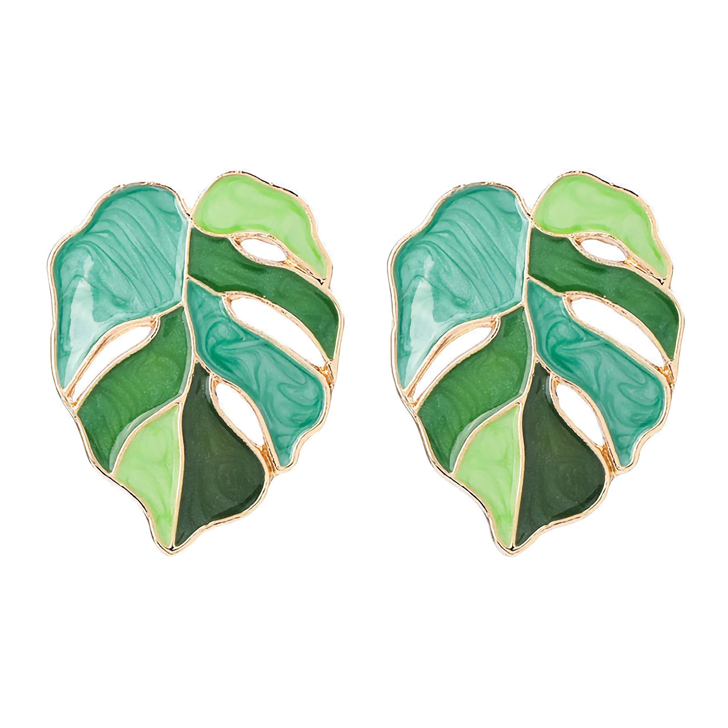 Alloy Dripping Leaf-shaped Earrings - Girlish Nature Statement Jewelry USA