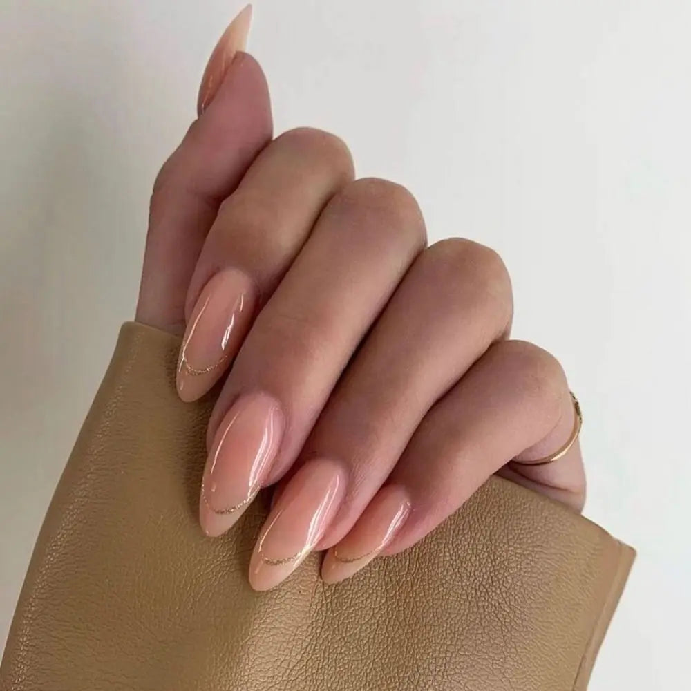 24Pcs Long Almond False Nails Various Styles French Press On Nails Newest Fake Nails DIY Manicure Detachable Nail Tips