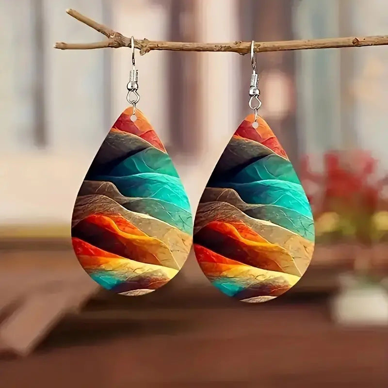 Water Ripple Acrylic Earrings - Colorful Fashion Pattern Ocean Design