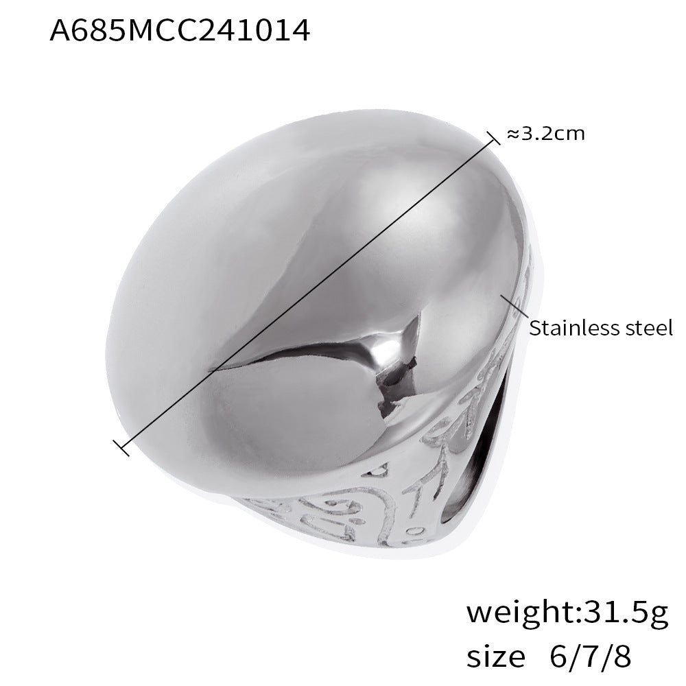 Roman Pattern Carved Ring - High Texture Glossy Sterling Silver Casting