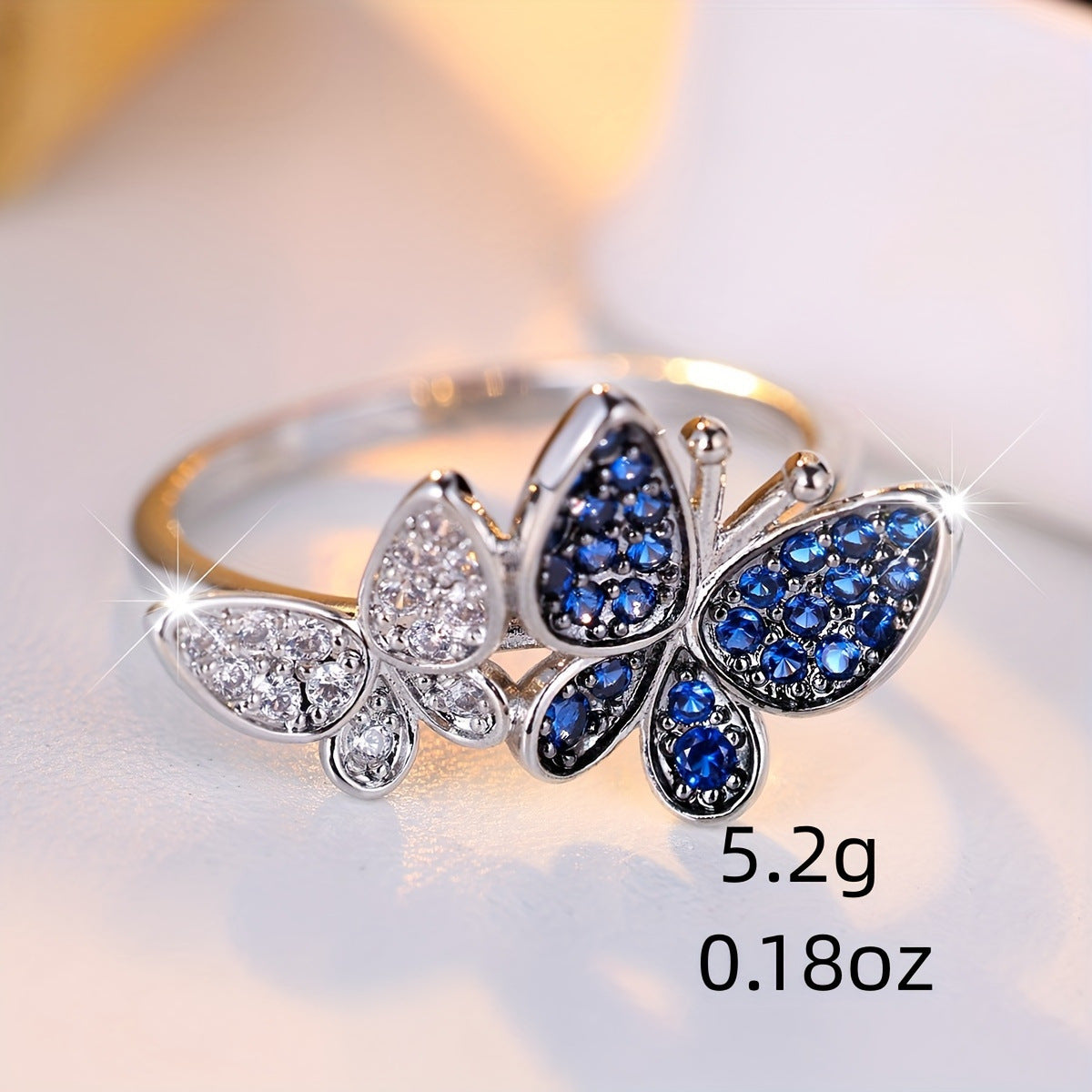 Blue Butterfly Ring - Electroplated Copper Women's Nature Design