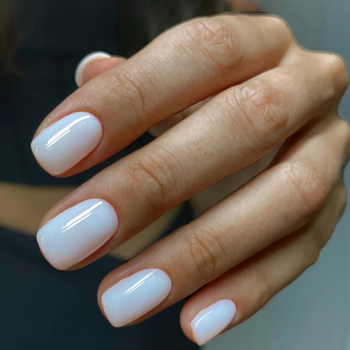 Naked Pink French White Side False Nails Short Simple Nail Beauty Press on Nails