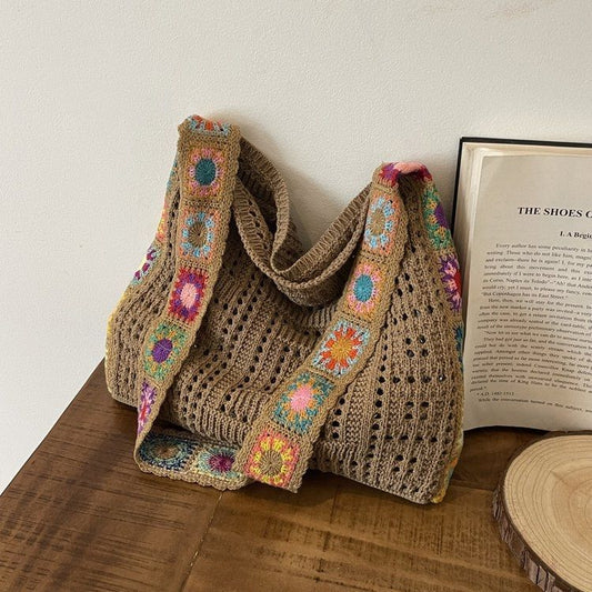 Knitted Bag Large Capacity - Women's Woven Tote Handbag
