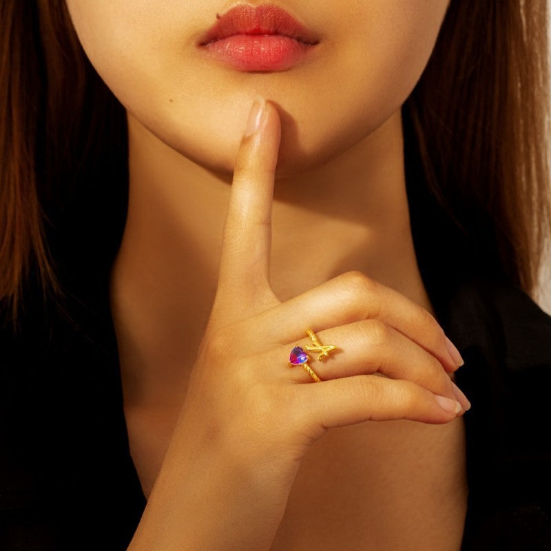 Love Letter Heart Ring - 925 Sterling Silver Fashion Statement Ring