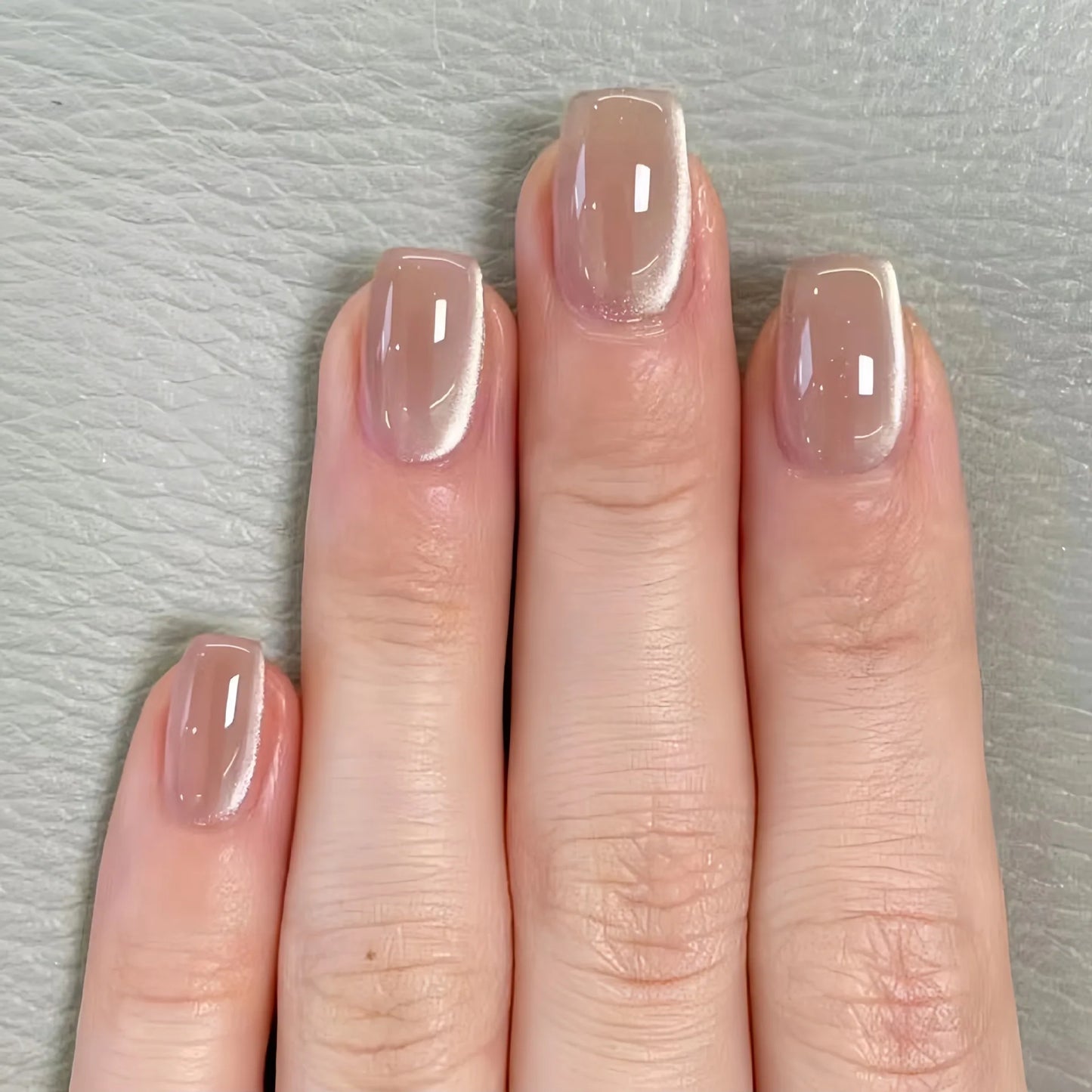 24Pcs/30Pcs Short Square Ballet False Nails Full Cover Glitter Cat Eye Press on Nail Wearable Fashion Nail Patch with Jelly Glue