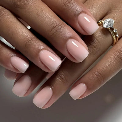 Romantic French White Nude Pink Gradient Chic Varied Short