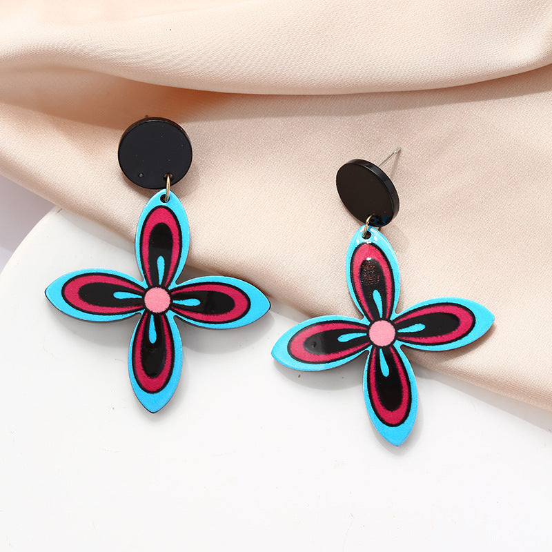 Acrylic Bohemian Earrings - High-grade Contrast Color Ethnic Printed