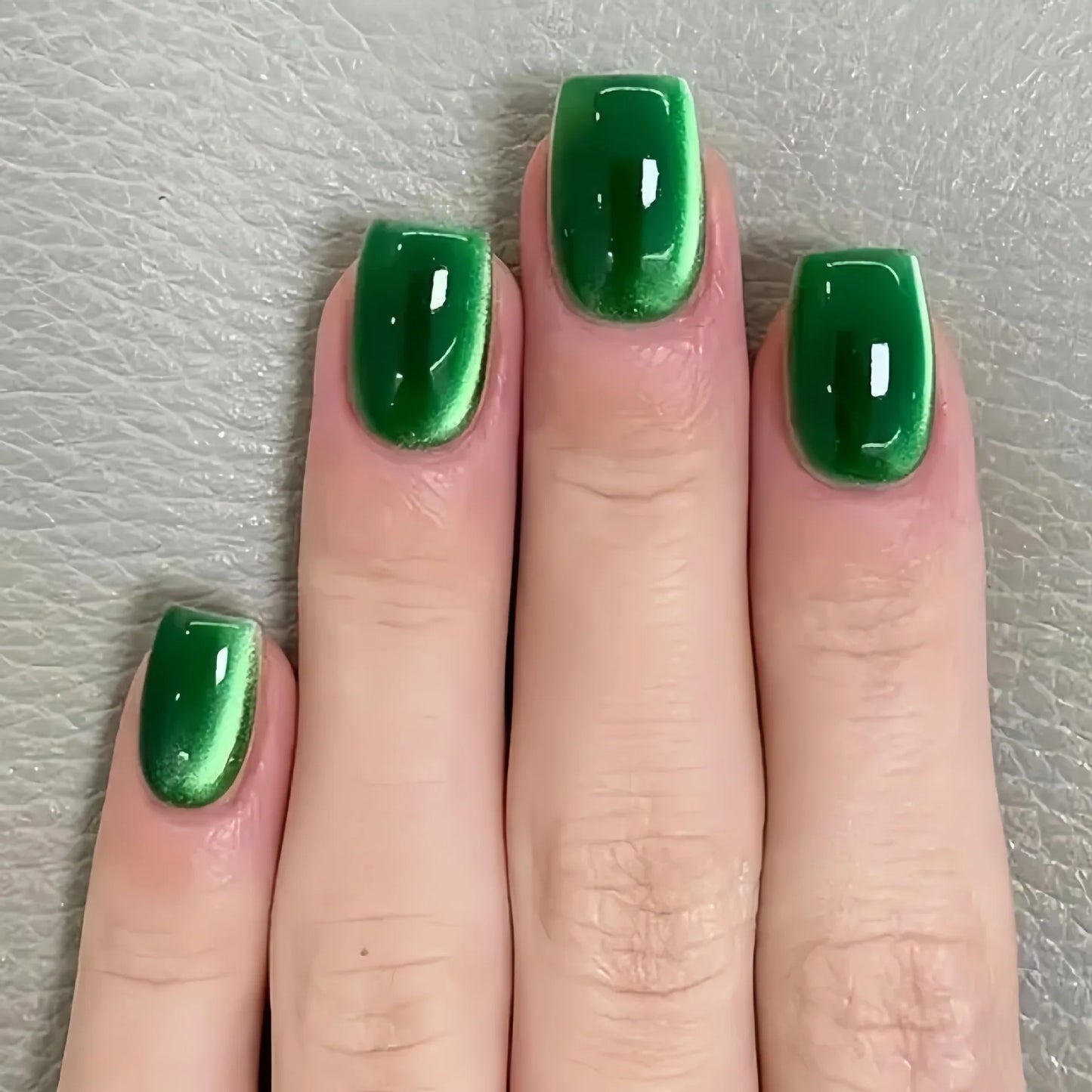 24Pcs Short False Nails Press on Nails Solid Color Cat Eye Design with Jelly Glue Square False Nail Wearable Acrylic Manicure