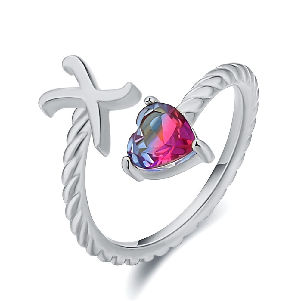 Love Letter Heart Ring - 925 Sterling Silver Fashion Statement Ring