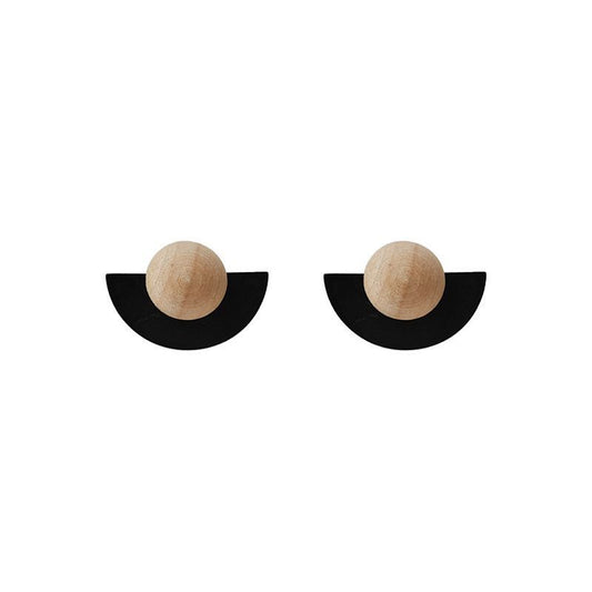 Milk Apricot Semicircle Earrings - 925 Silver Needle Contrast Color Studs