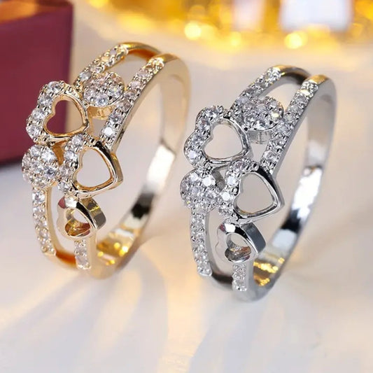 Geometric Heart Ring - Adjustable All-Match Alloy Opening Design