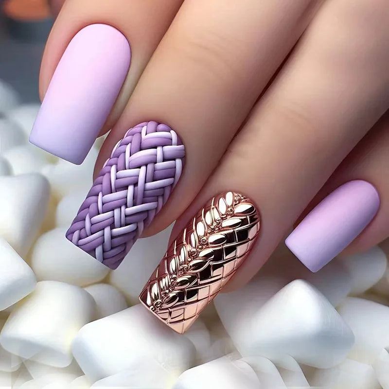 Ballerina Fake Nails French Detachable With design False Nails Full Cover Press on Nails