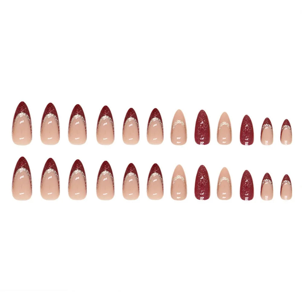 Fashion Wearable Manicure Almond Fake Nails Pointed Head Full Cover Press on Nails False Nail Girl