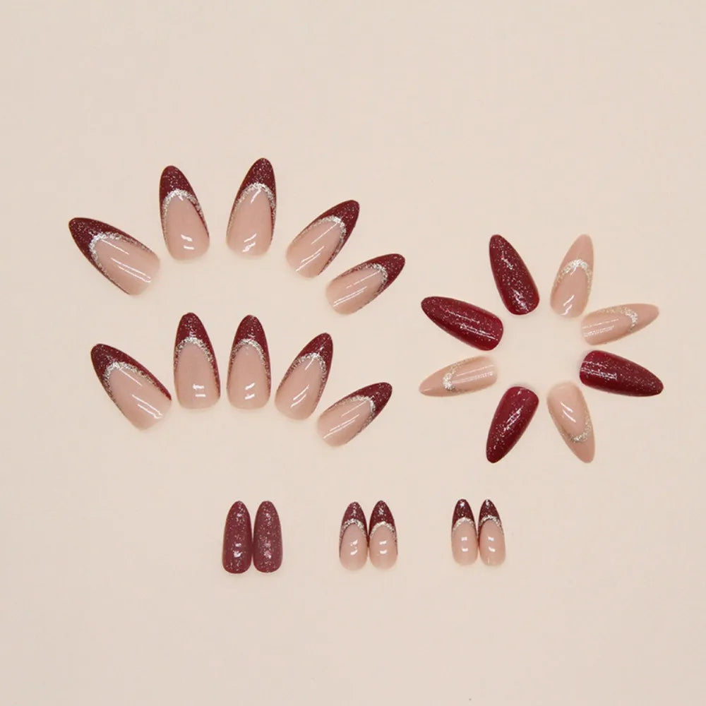 Fashion Wearable Manicure Almond Fake Nails Pointed Head Full Cover Press on Nails False Nail Girl