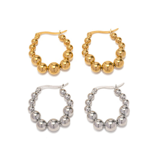 Stainless Steel Bead Eardrop Earring