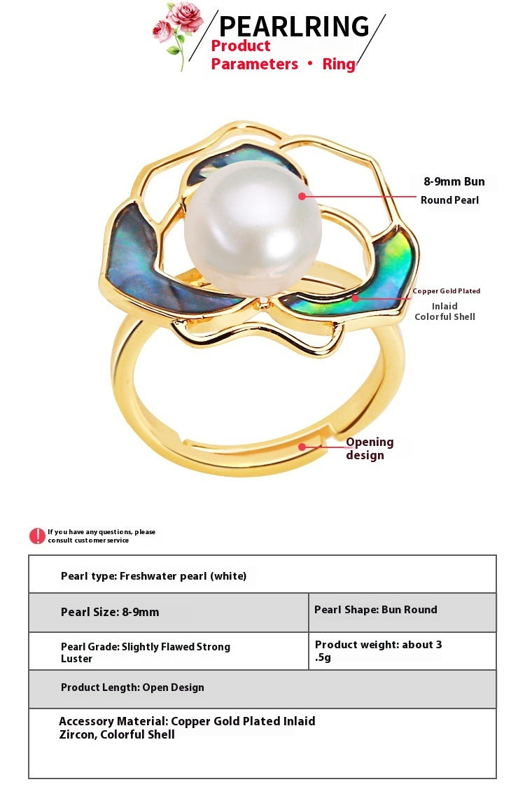 Pearl Camellia Flower Ring - Luxury 925 Sterling Silver Design