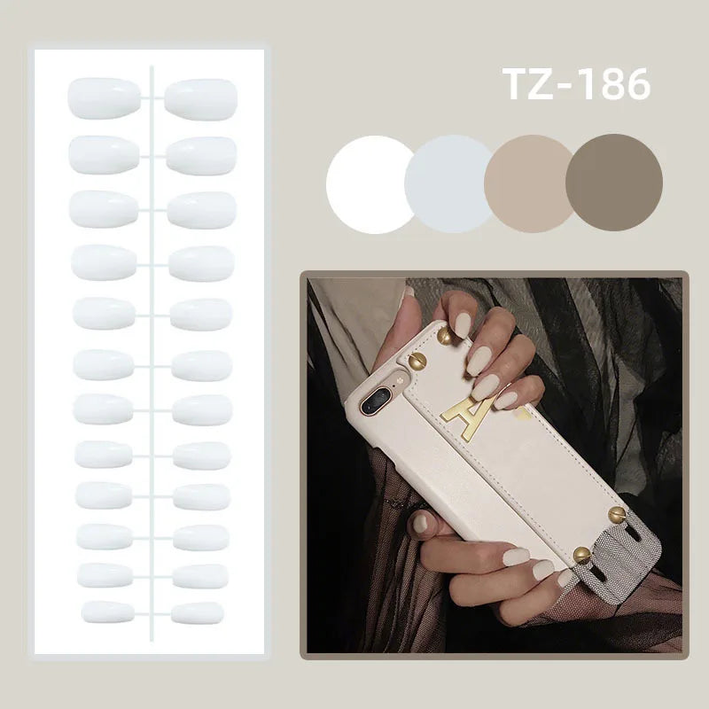 24Pcs Short False Nails Press on Nails Solid Color Cat Eye Design with Jelly Glue Square False Nail Wearable Acrylic Manicure