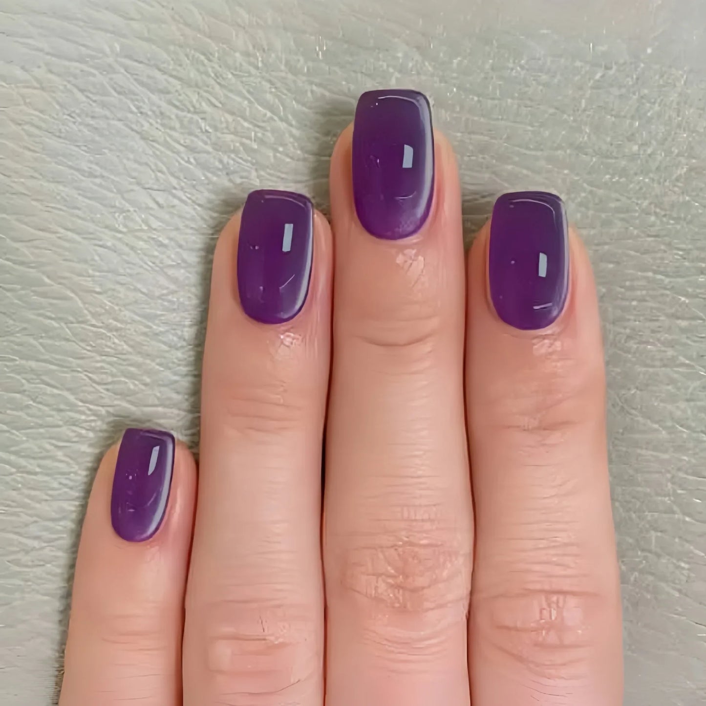 Purple Cat Eye Fake Nails Square Head French Ballet Nails Short Press on Nails
