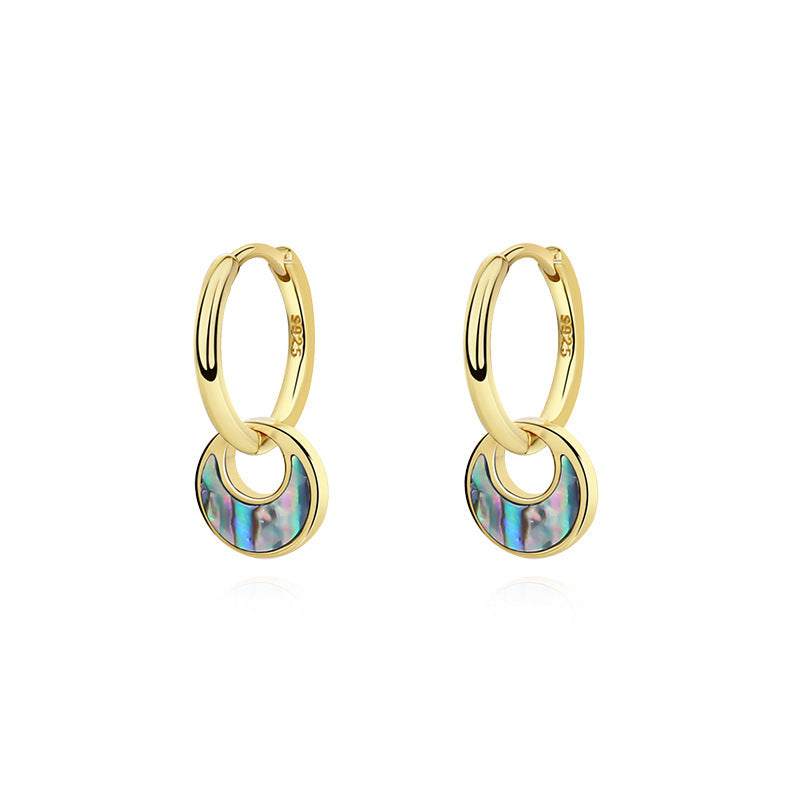 925 Sterling Silver Vintage Abalone Shell Earrings - Ocean Iridescent Jewelry USA