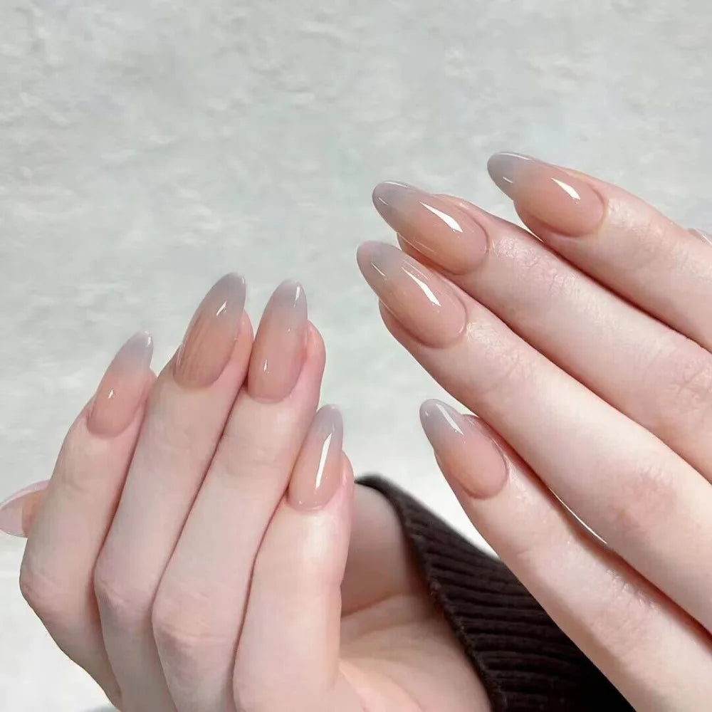 Fashion Wearable Manicure Almond Fake Nails Pointed Head Full Cover Press on Nails False Nail Girl