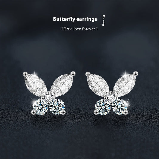 Butterfly Studs - Simple Versatile Moissanite Women's Earrings