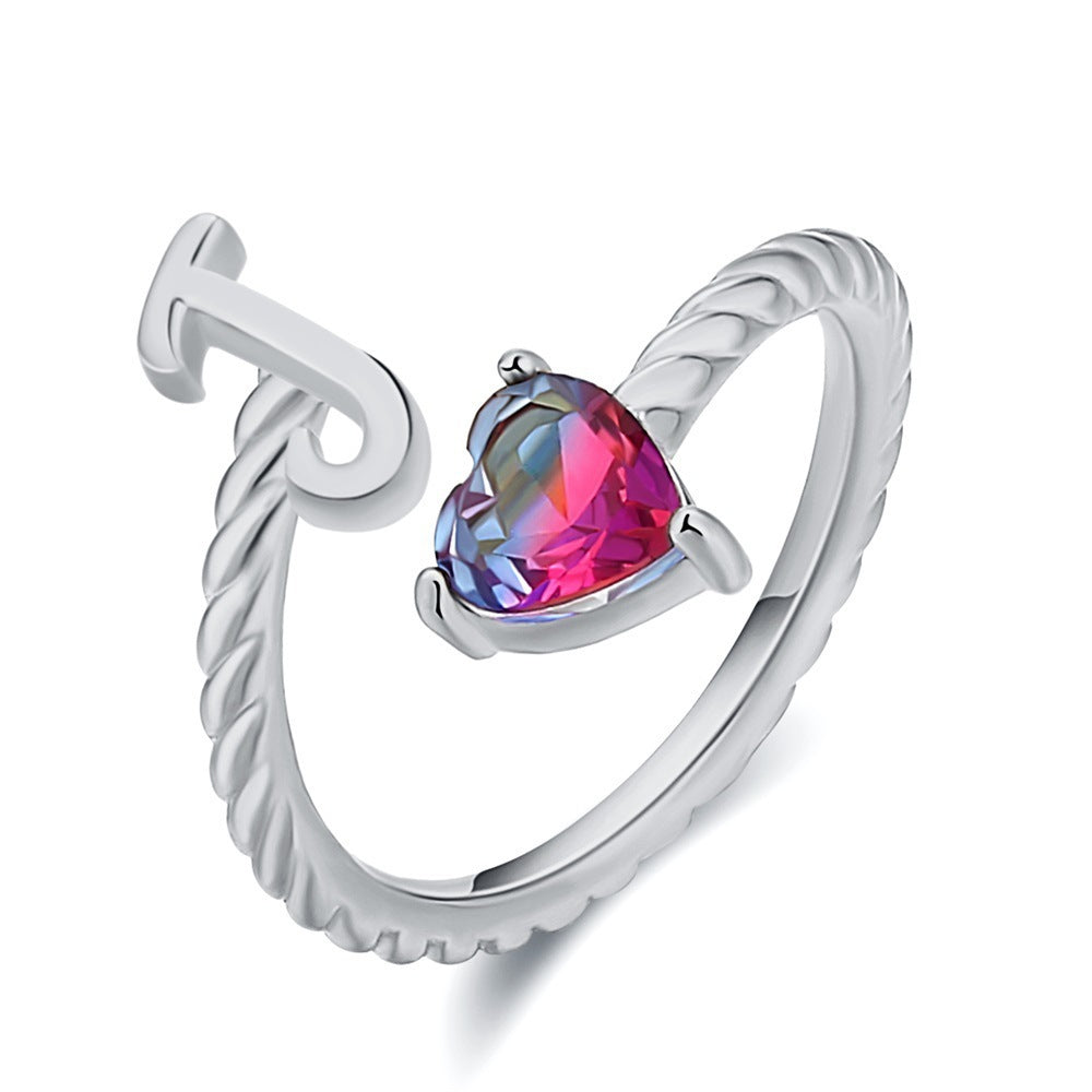 Love Letter Heart Ring - 925 Sterling Silver Fashion Statement Ring
