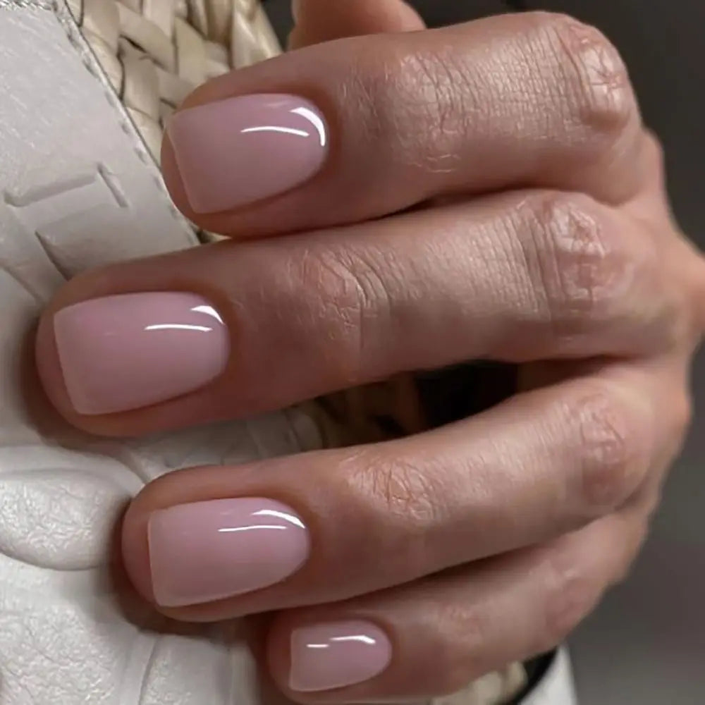Naked Pink French White Side False Nails Short Simple Nail Beauty Press on Nails