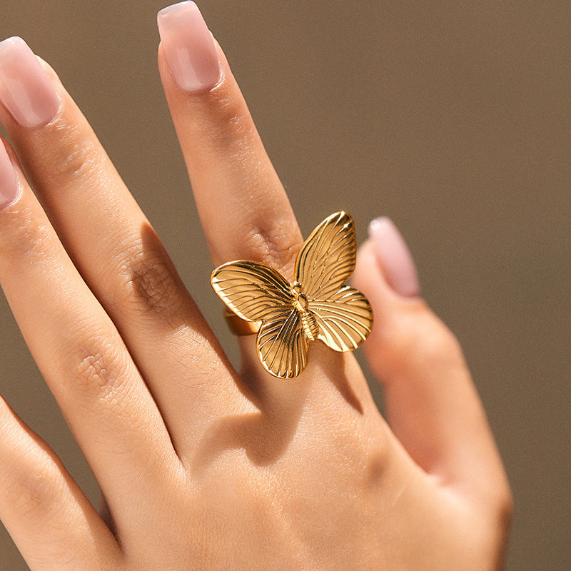 Butterfly Exaggerated Ring - Animal Element Personalized Copper Plating