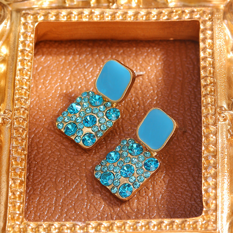 Macarons Geometry Earrings - Sterling Silver Needle Square Pastel Style