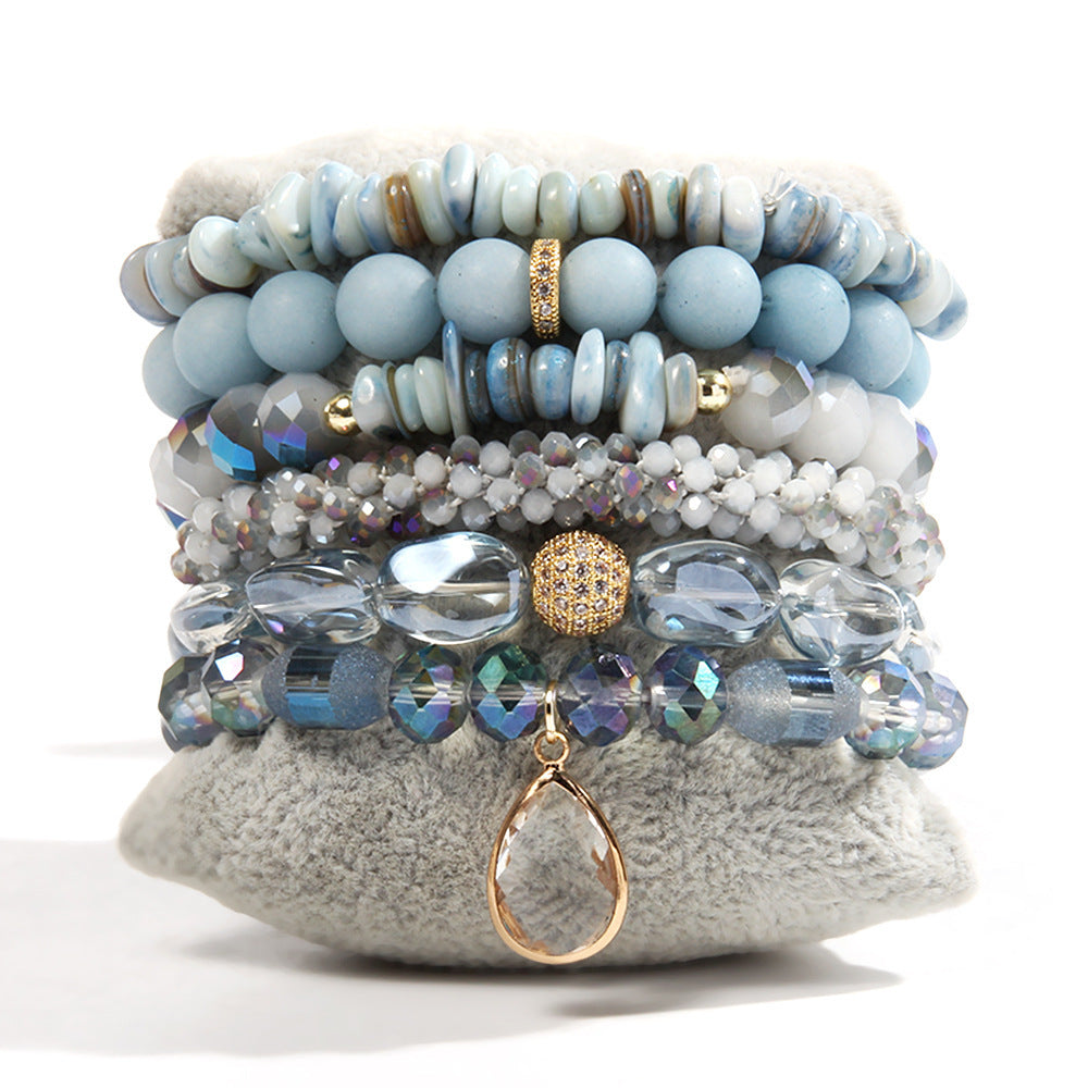 Women’s Glass Beaded Stretch Stackable Bracelet Set
