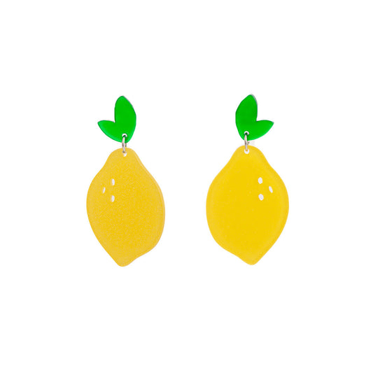 Cute Lemon Earrings - Women's Summer Acrylic Handmade Fruit Style