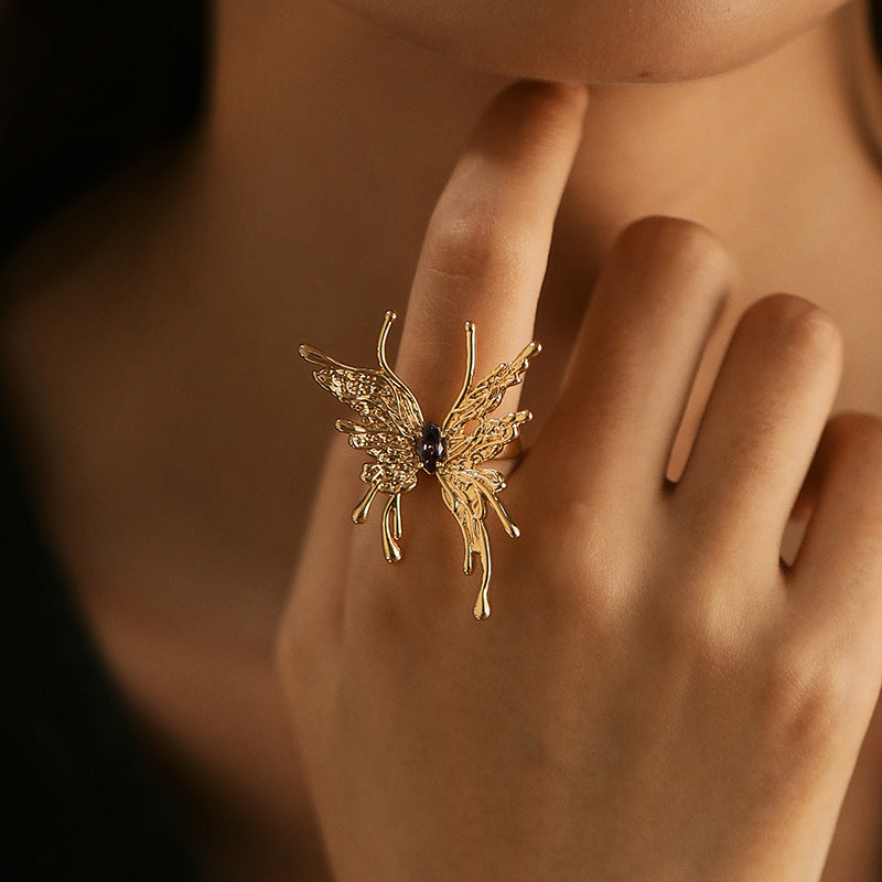 Butterfly Exaggerated Ring - Animal Element Personalized Copper Plating