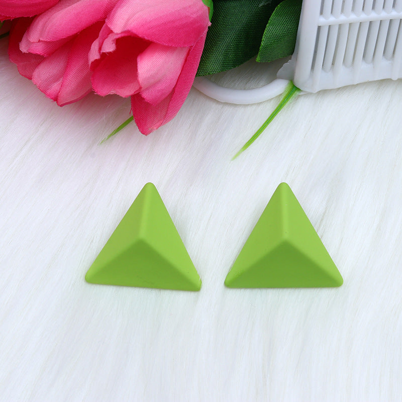 Triangle Spray Paint Earrings - 12 Color 3D Artistic Geometric Studs