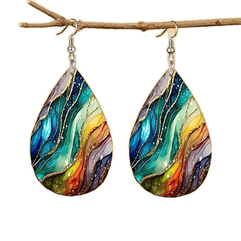 Water Ripple Acrylic Earrings - Colorful Fashion Pattern Ocean Design
