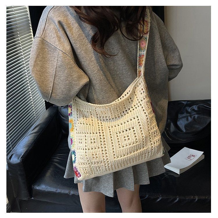 Knitted Bag Large Capacity - Women's Woven Tote Handbag