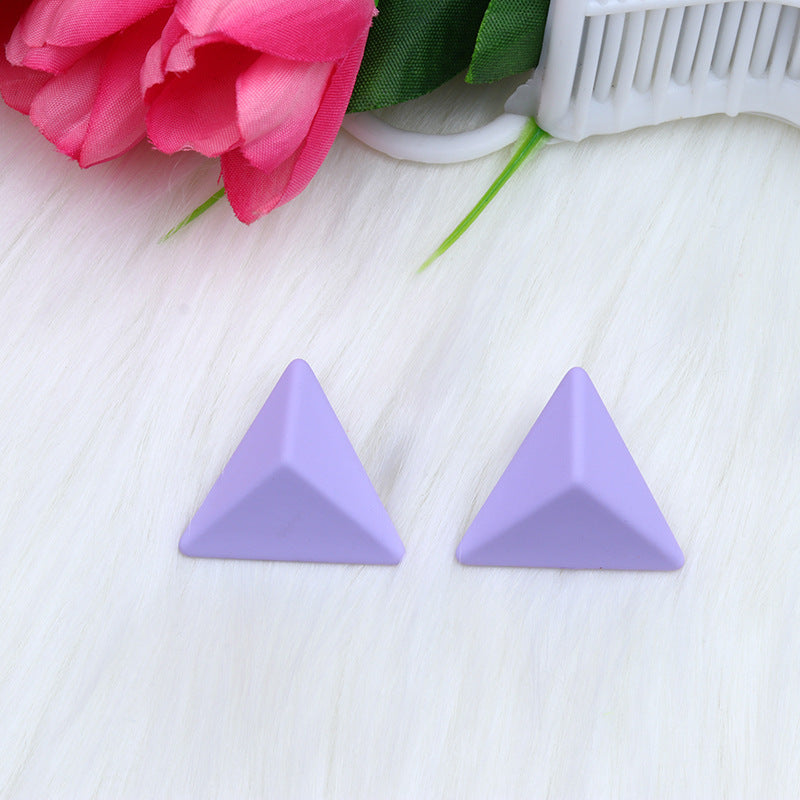 Triangle Spray Paint Earrings - 12 Color 3D Artistic Geometric Studs