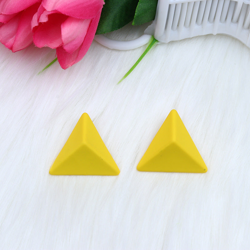 Triangle Spray Paint Earrings - 12 Color 3D Artistic Geometric Studs