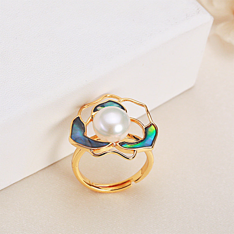 Pearl Camellia Flower Ring - Luxury 925 Sterling Silver Design