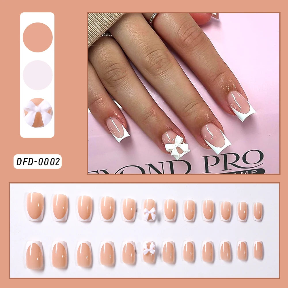 Square Head Flower Design Fake Nail Tips Acrylic Floral Wearable Ballet False Nail Artificial Full Cover Press on Nails