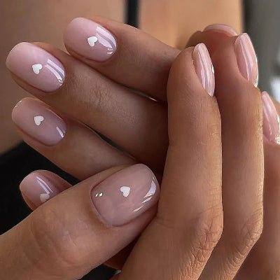Romantic French White Nude Pink Gradient Chic Varied Short