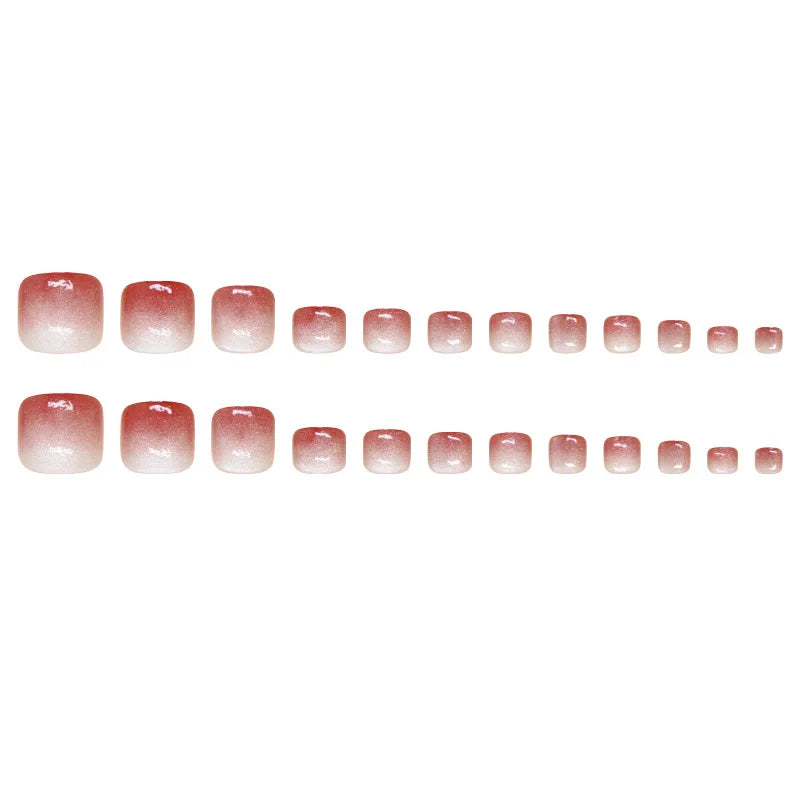 Toenail Holiday Press on Nails Cat Eye Red Gradient Beautiful Nails