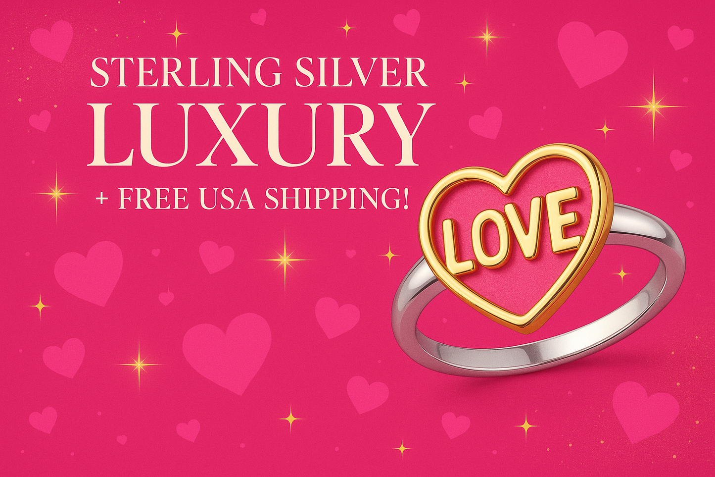 Love Letter Heart Ring - 925 Sterling Silver Fashion Statement Ring